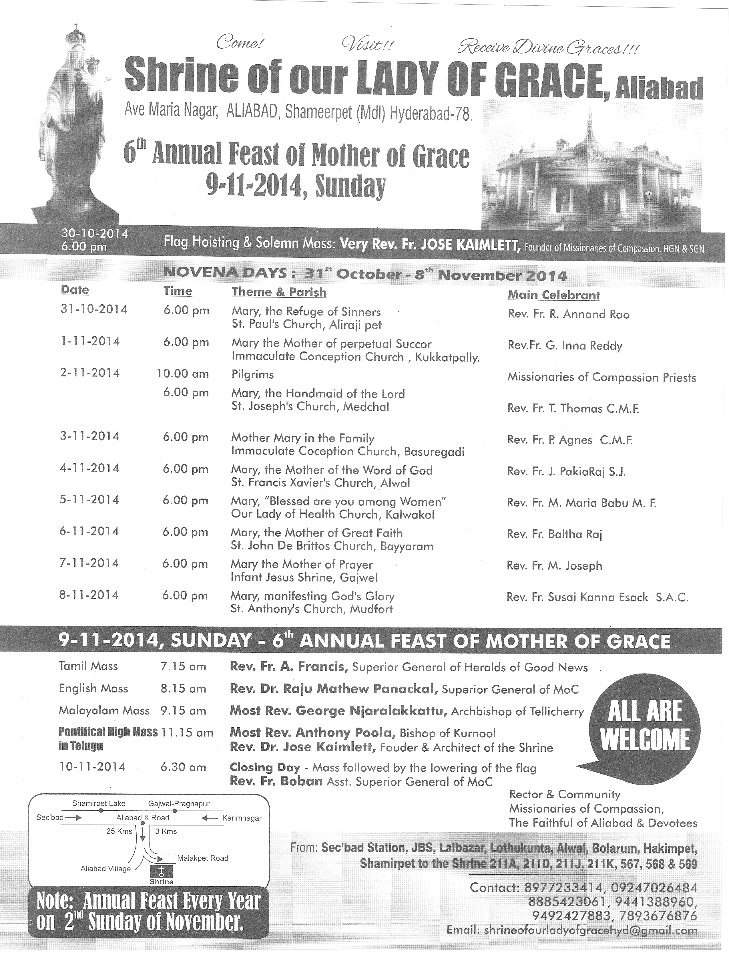 Annual Feast - Our Lady of Grace Shrine, Aliabad, Programme